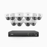 HZ804 - 4K 16 Channel 10 Cameras PoE Security System, 4X Optical Zoom, 2.8 - 12 MM Motorized Varifocal Lens, Smart Dual Light Night Vision, Motion Detection 2.0, Built-in Microphone, Siren & Strobe Alarm, Upgraded Version